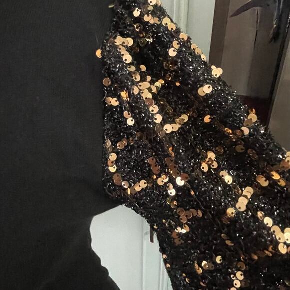 Flying Tomato Sequin Balloon Sleeve Sweater Sparkle Holiday Size Medium - Picture 3 of 5